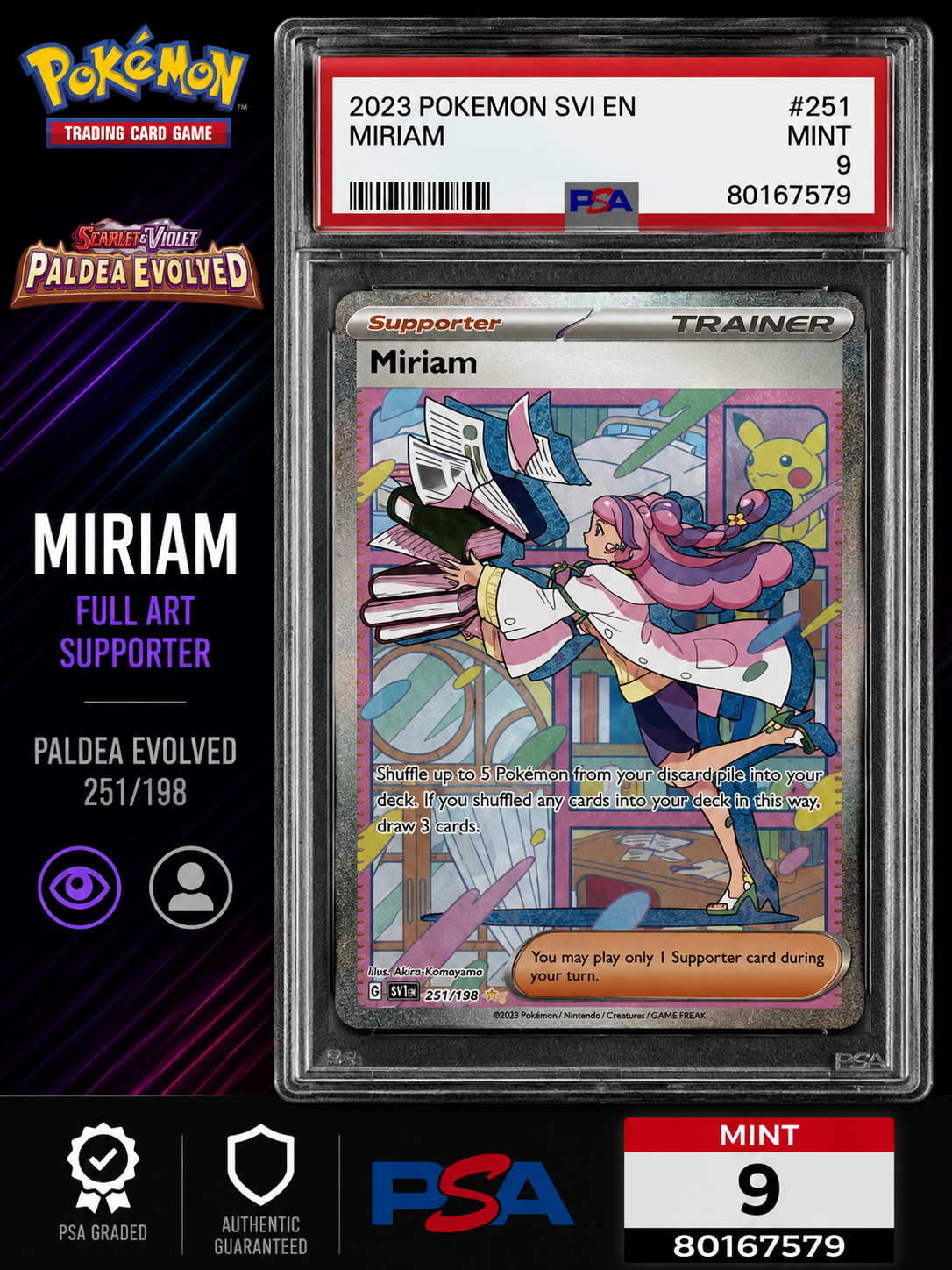 pokemon tcg scarlet and violet 251 198 miriam trainer card #251/198 PSA 9 - & Commemorate your favorite tabletop game with this Miriam 2023 Pokemon Scarlet Miriam - 251/198 Special Illustration
